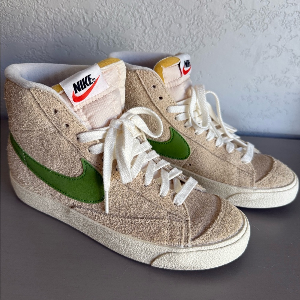 Nike High-Top Sneakers with Green Swoosh